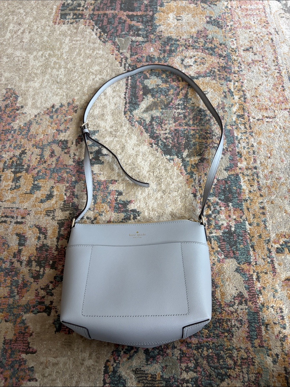 kate spade light gray leather shoulder bag